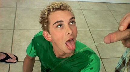 Young twink gets hosed down