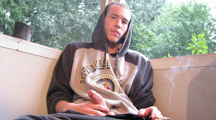 Enjoying a smoke and his big dick