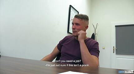 Buff Hunk Wants A Job But First He Needs To Suck & Fuck