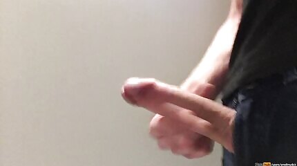 Dutch boy play with his cock in the men's room until he almost get caught
