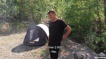 Lonely Camper Goes From Cooking A Sausage To Sucking & Riding One In His Tent For