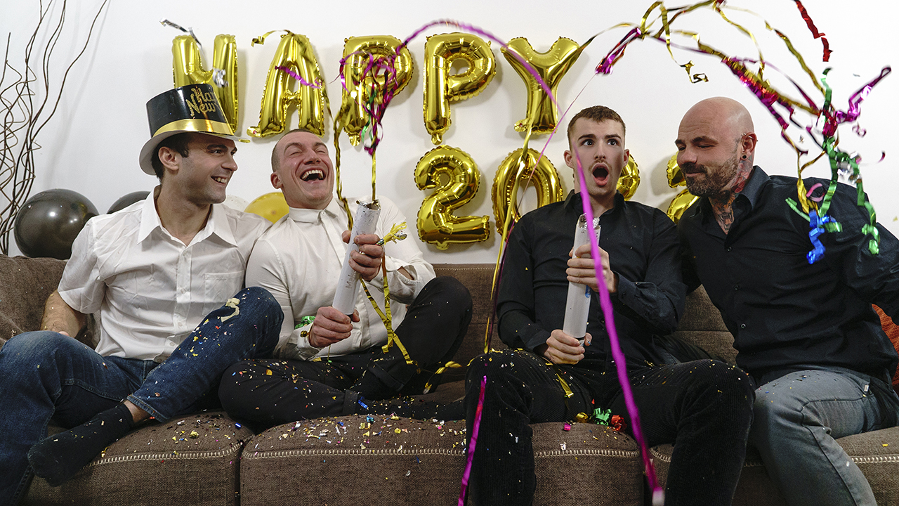 Showing them a good time right there on the couch! 