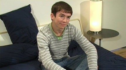 Beautiful British teen CJ sprays cum after an interview