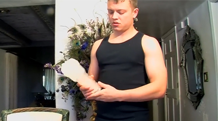 Solo dildo and fleshlight action with young jock on camera