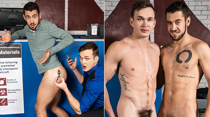 Muscular Hottie thinks he can just waltz through security at the airport
