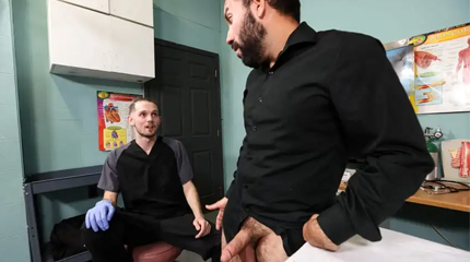 Stepson needs a volunteer to practice the process of a prostate exam