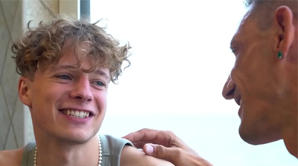 Pushing his cock deep inside of Twinks virgin hole