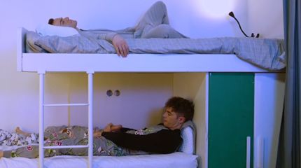 Bunk bed jerking turns into hot gay sex