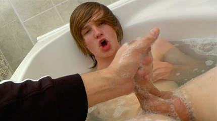 Getting handjob and little wash down